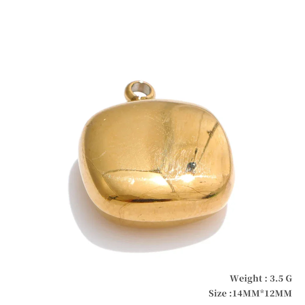 Smooth 316L Stainless Steel Metal Rectangle Waterproof Charm DIY Accessories Handmade Jewelry 18K PVD Plated