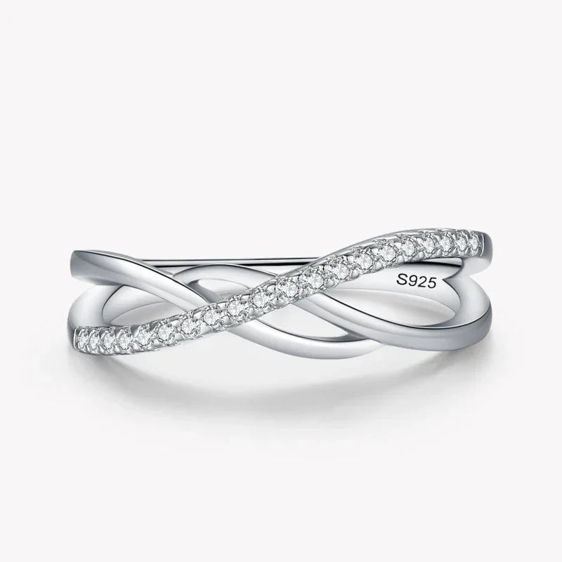 Graceful Crossline Sparkle Ring - TM & Co. Jewels