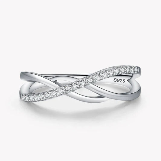 Graceful Crossline Sparkle Ring - TM & Co. Jewels