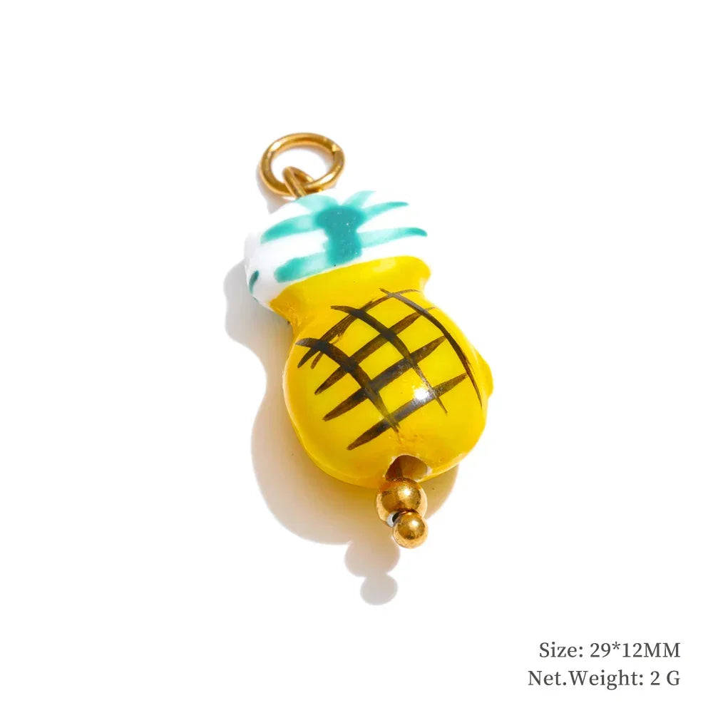 1PC Fashion Enamel Fish Turtle Flower Insect Stainless Steel Charm DIY Accessories Making Necklace Bracelet Jewelry