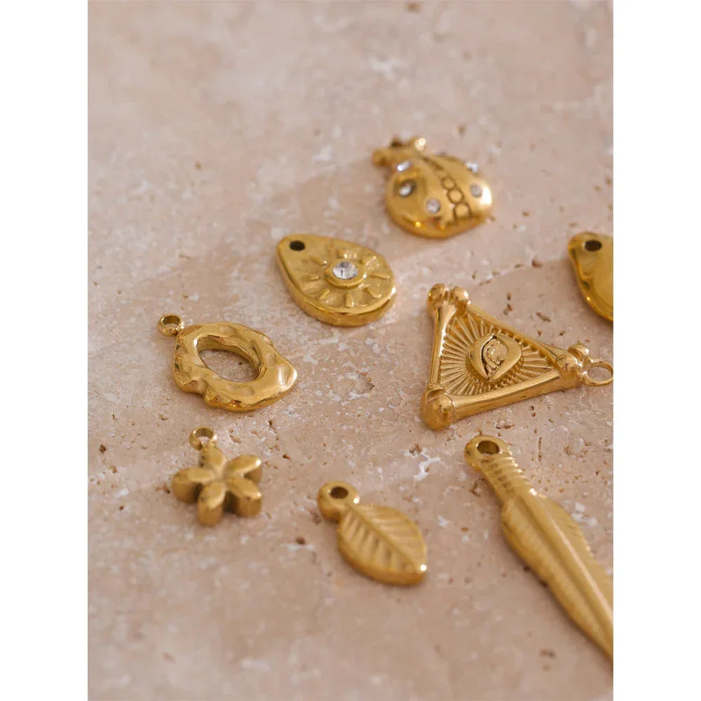 Stainless Steel Metal Leaf Flower Insect Pendants Jewelry DIY Accessories Making Necklace Bracelet Wholesale