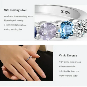 Silver ring with cubic zirconia stones and information about 925 sterling silver and zirconia.-Crystal Spark Ring - TM & Co. Jewels
