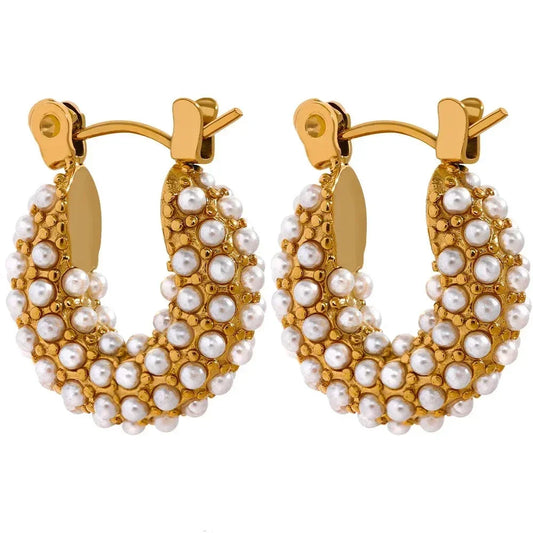 Luxury Small Hoop Imitation Pearls - TM & Co. Jewels