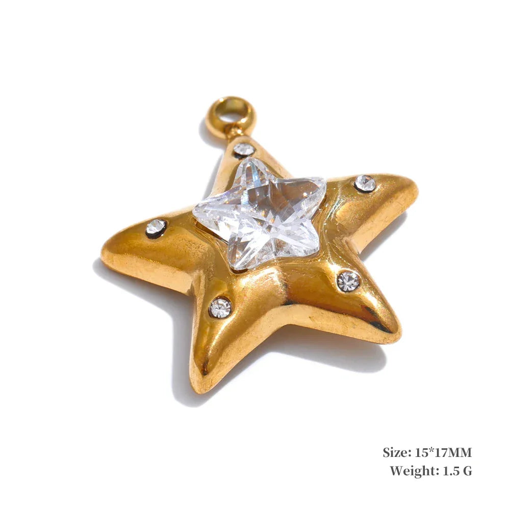 1PC 2024 Summer Ocean Shell Starfish Seahorse Conch Stainless Steel Pendant DIY Making Accessories Handmade Necklace Gift