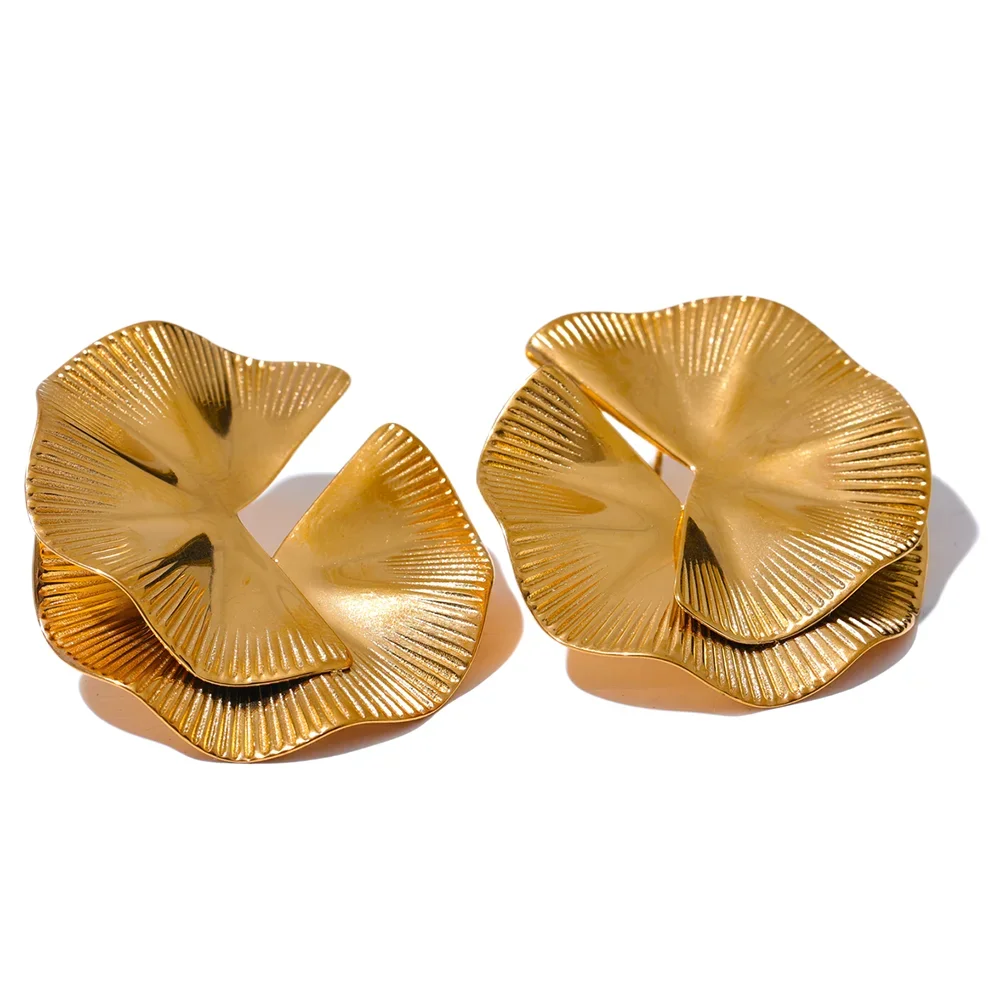 Golden Petal Statement Studs - TM & Co. Jewels