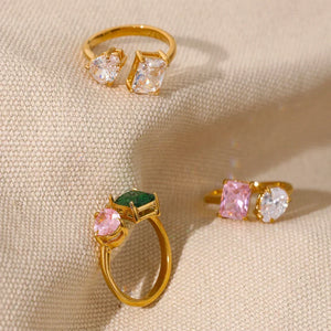 Aqua Aurora Charm Ring