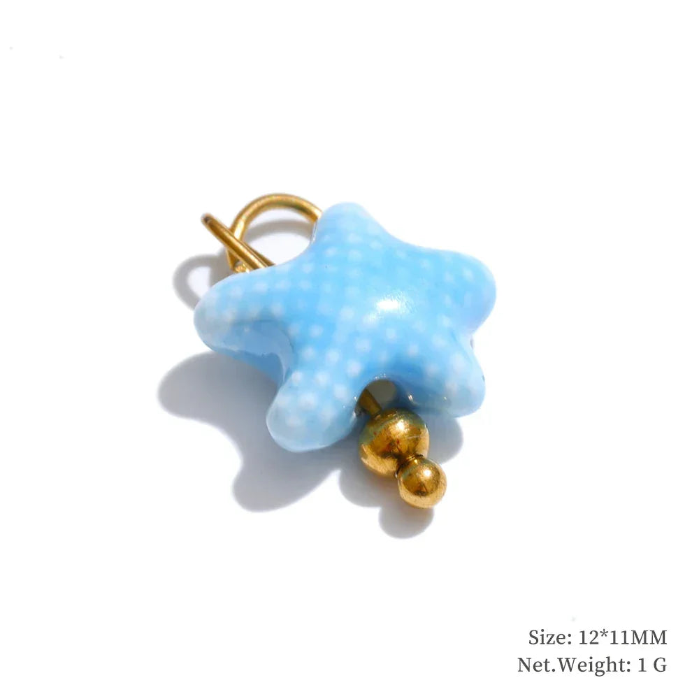 Cute Enamel Enamel Star Flower Cherry Strawberry DIY Accessories Charm Pendants for Necklace Bracelet Earrings Making