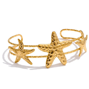 Gold Sea Life Cuff Bracelet