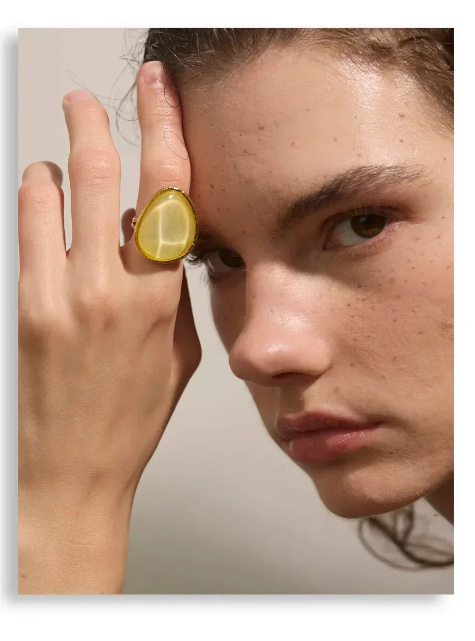 Exquisite Candy Multi-Color White Pink Blue Yellow Resin Adjustable Ring Gold Color Stainless Steel Summer Jewelry Gift