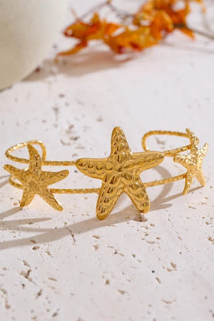Gold Sea Life Cuff Bracelet