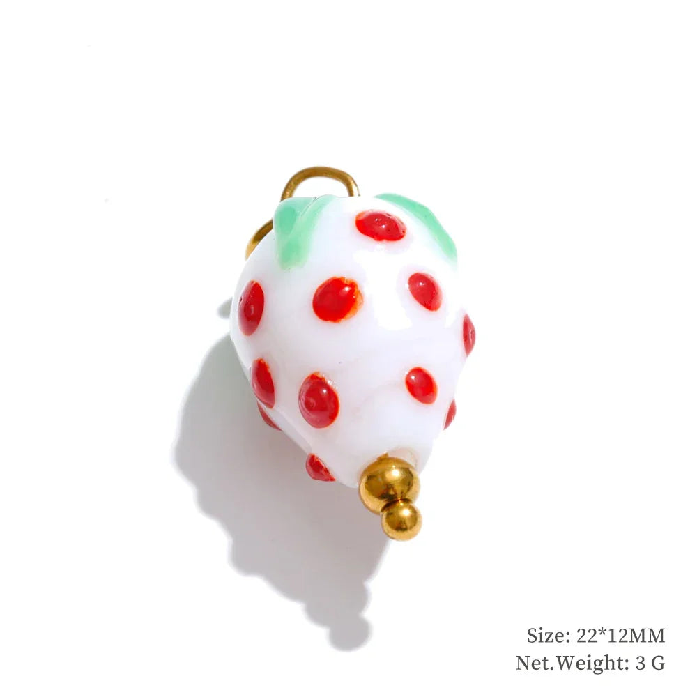 Cute Enamel Enamel Star Flower Cherry Strawberry DIY Accessories Charm Pendants for Necklace Bracelet Earrings Making