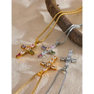 Halo Glow Cross Necklace - TM & CO. JEWELS 