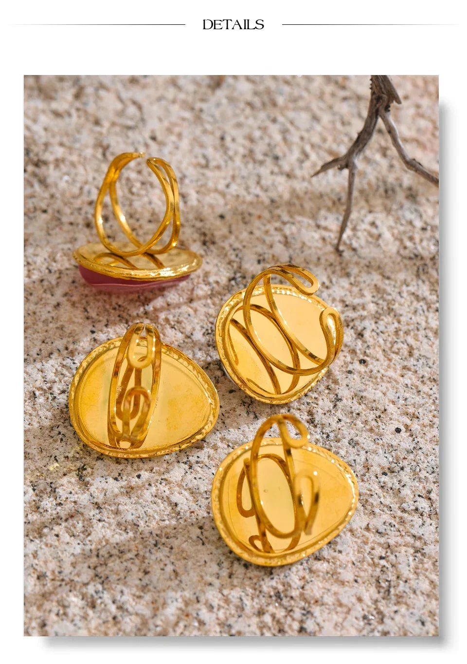 Exquisite Candy Multi-Color White Pink Blue Yellow Resin Adjustable Ring Gold Color Stainless Steel Summer Jewelry Gift