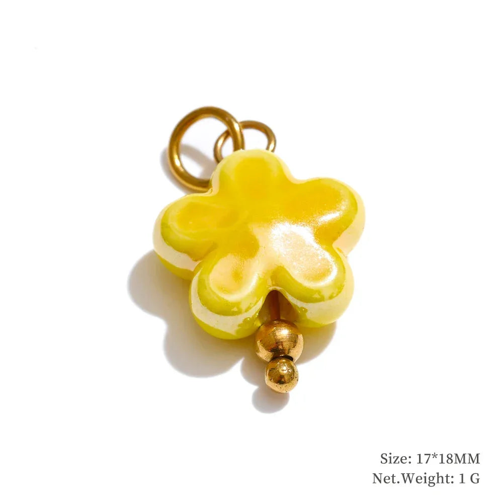 Cute Enamel Enamel Star Flower Cherry Strawberry DIY Accessories Charm Pendants for Necklace Bracelet Earrings Making