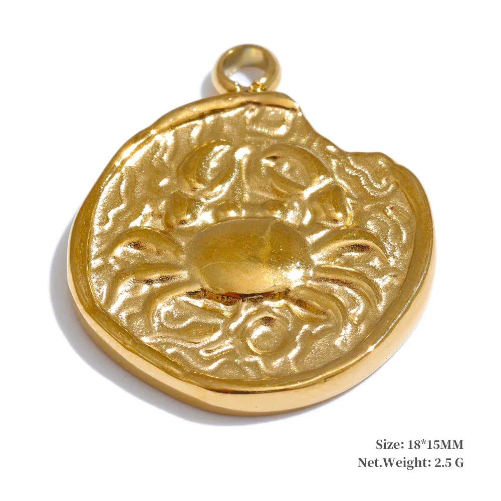 Real Gold Plated 12 Constellation Metal Diy Charms For Jewelry Making Bulk Stainless Steel Charm Pendant Accessories