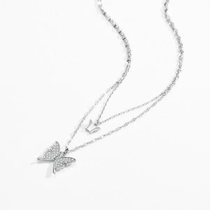 Silver butterfly necklace on a white background-Ethereal Wings Necklace - TM & CO. JEWELS 