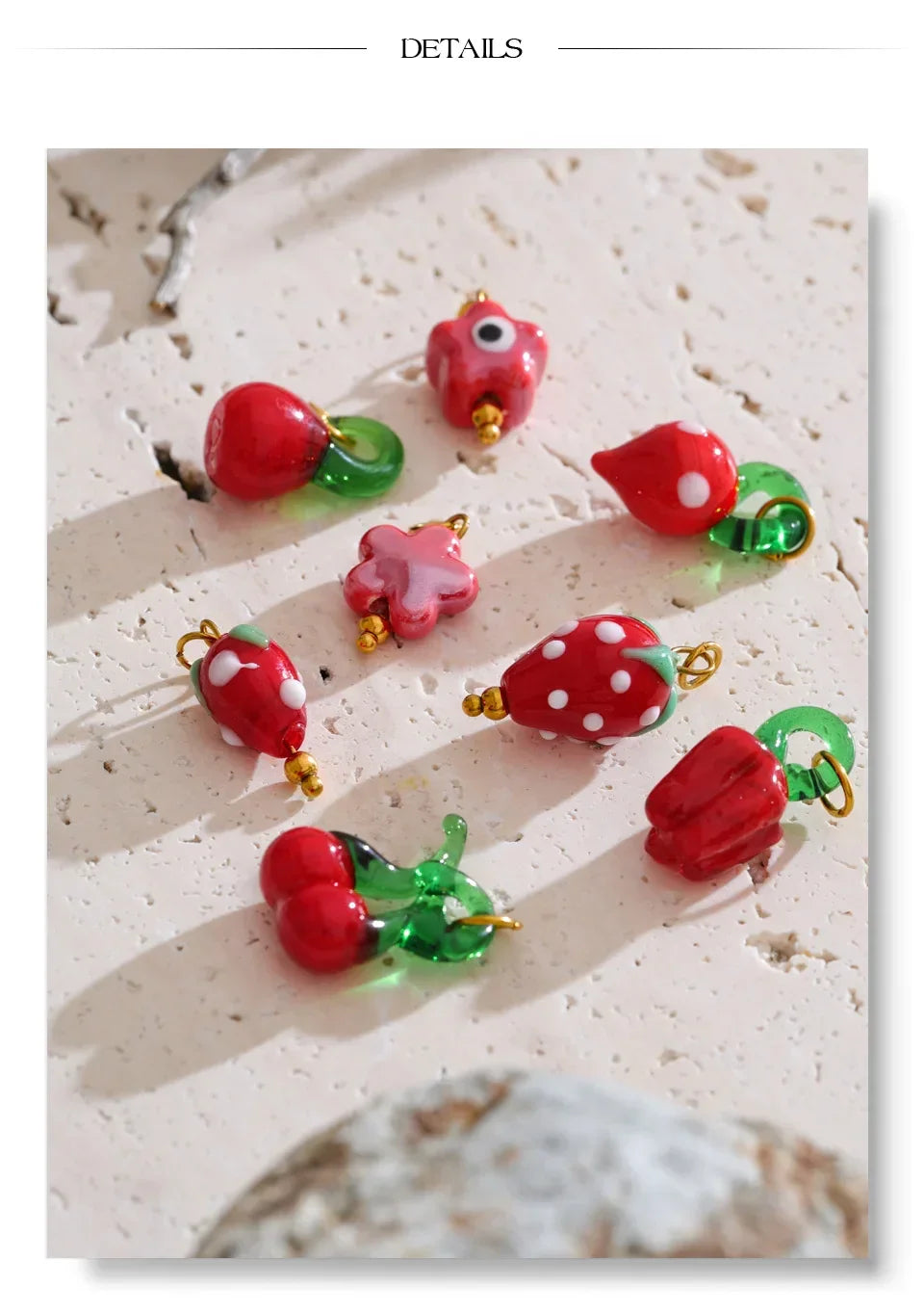 Cute Enamel Enamel Star Flower Cherry Strawberry DIY Accessories Charm Pendants for Necklace Bracelet Earrings Making