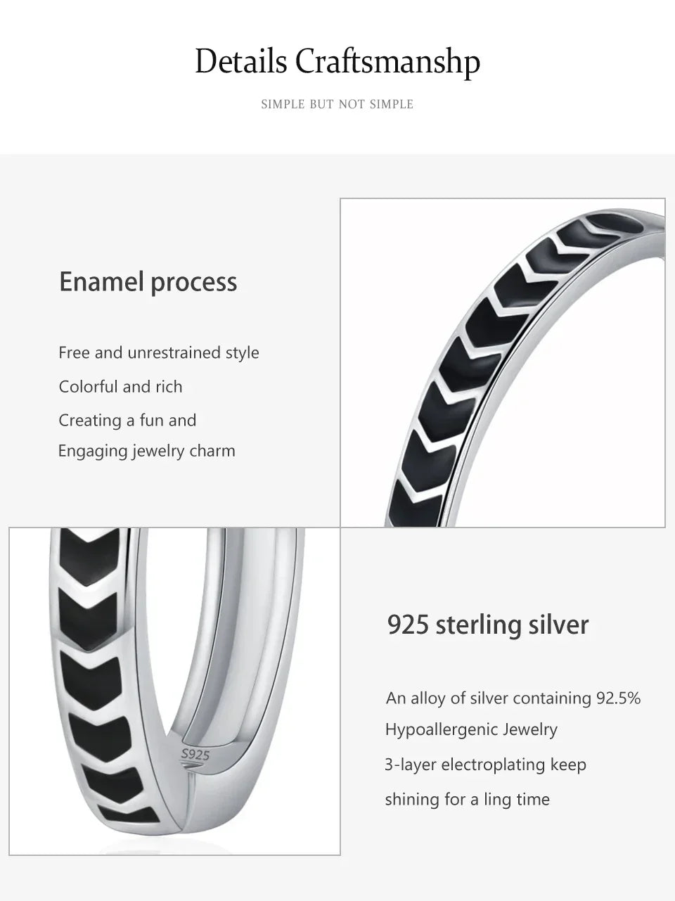 Edgy Enamel Silver Set - TM & Co. Jewels