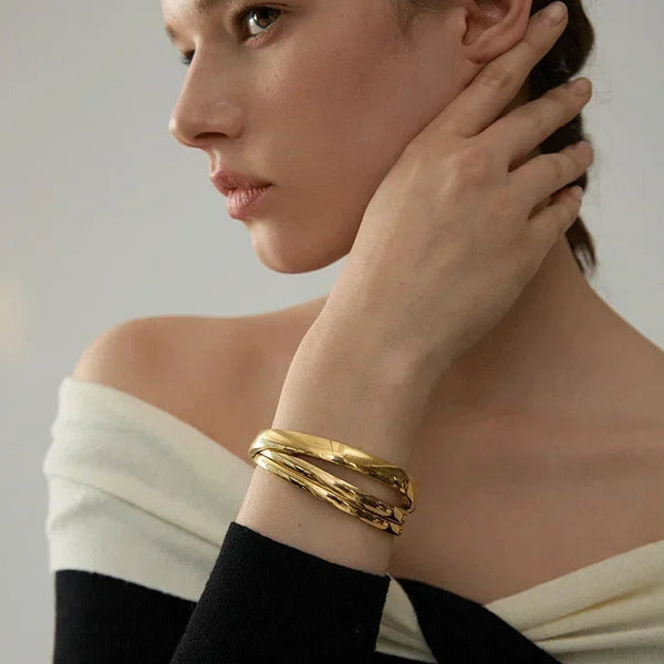Golden Smooth Stainless Bangle - TM & Co. Jewels