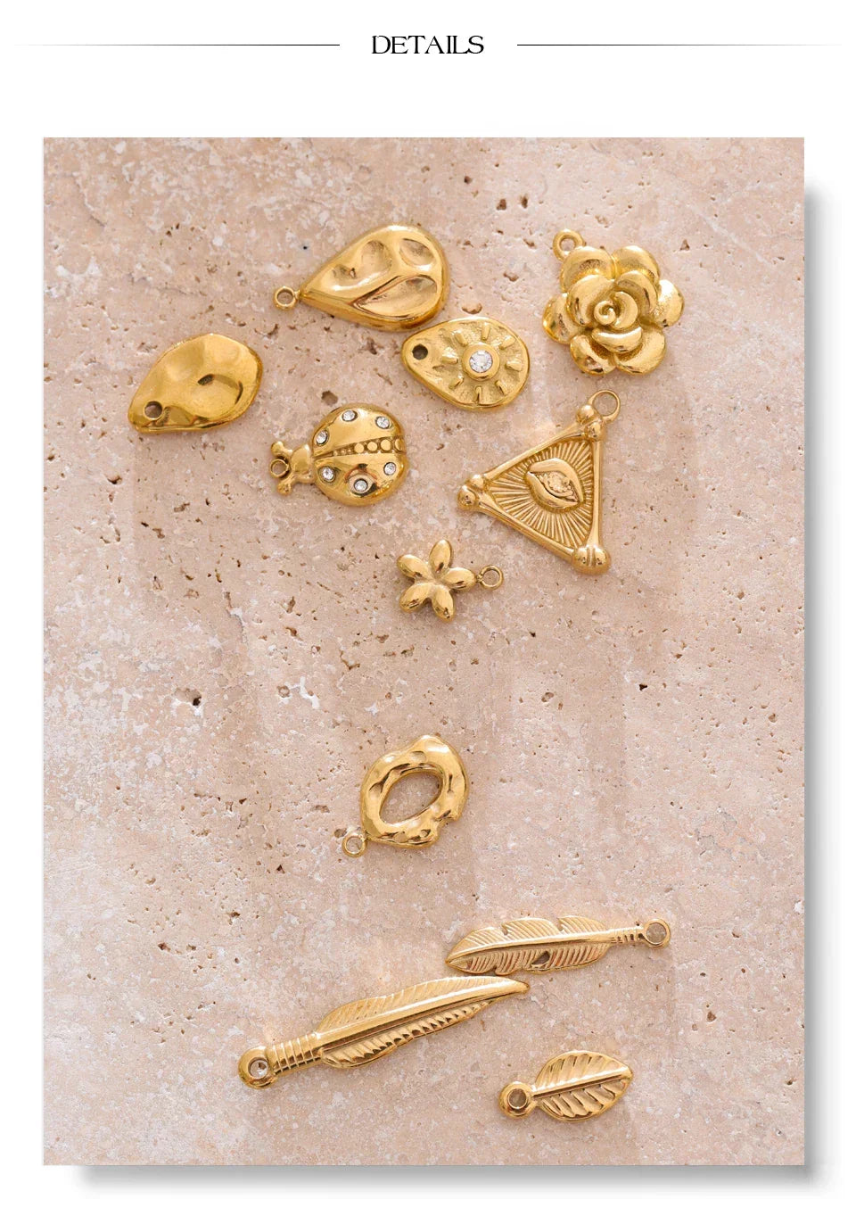 Stainless Steel Metal Leaf Flower Insect Pendants Jewelry DIY Accessories Making Necklace Bracelet Wholesale