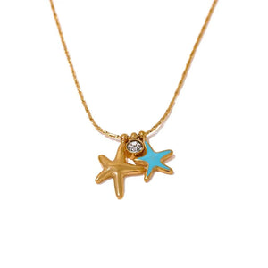 Necklace with starfish pendants on a white background