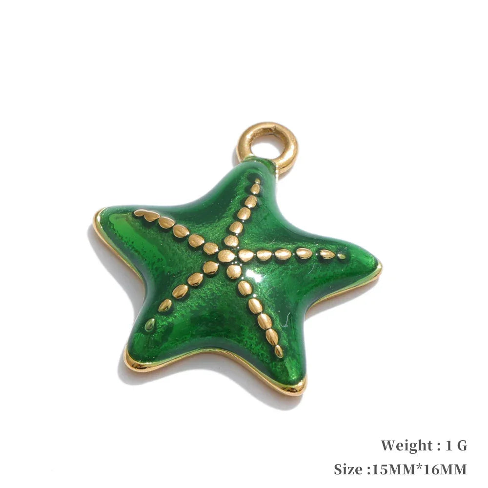 Y2K Enamel Fruit Cherry Shell Fish Heart DIY Accessories Pendants Making Necklace Bracelet Stainless Steel Jewelry Gift