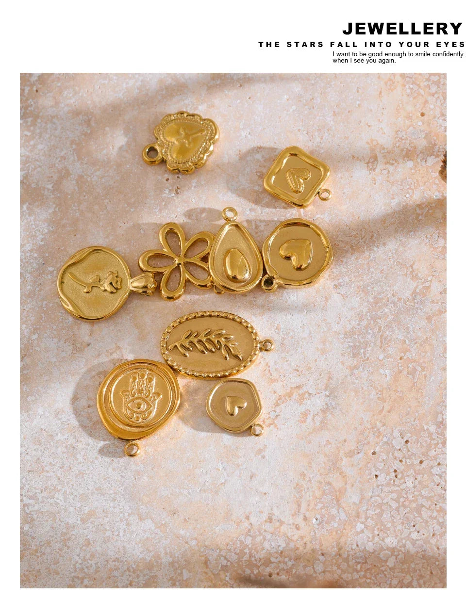 Trendy Stainless Steel Metal Heart Flower Avocado Golden Drop Necklace Bracelet DIY Pendants Accessories Making Waterproof