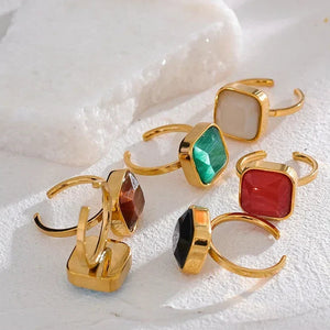 Opalique Square Gold Ring - TM & Co. Jewels