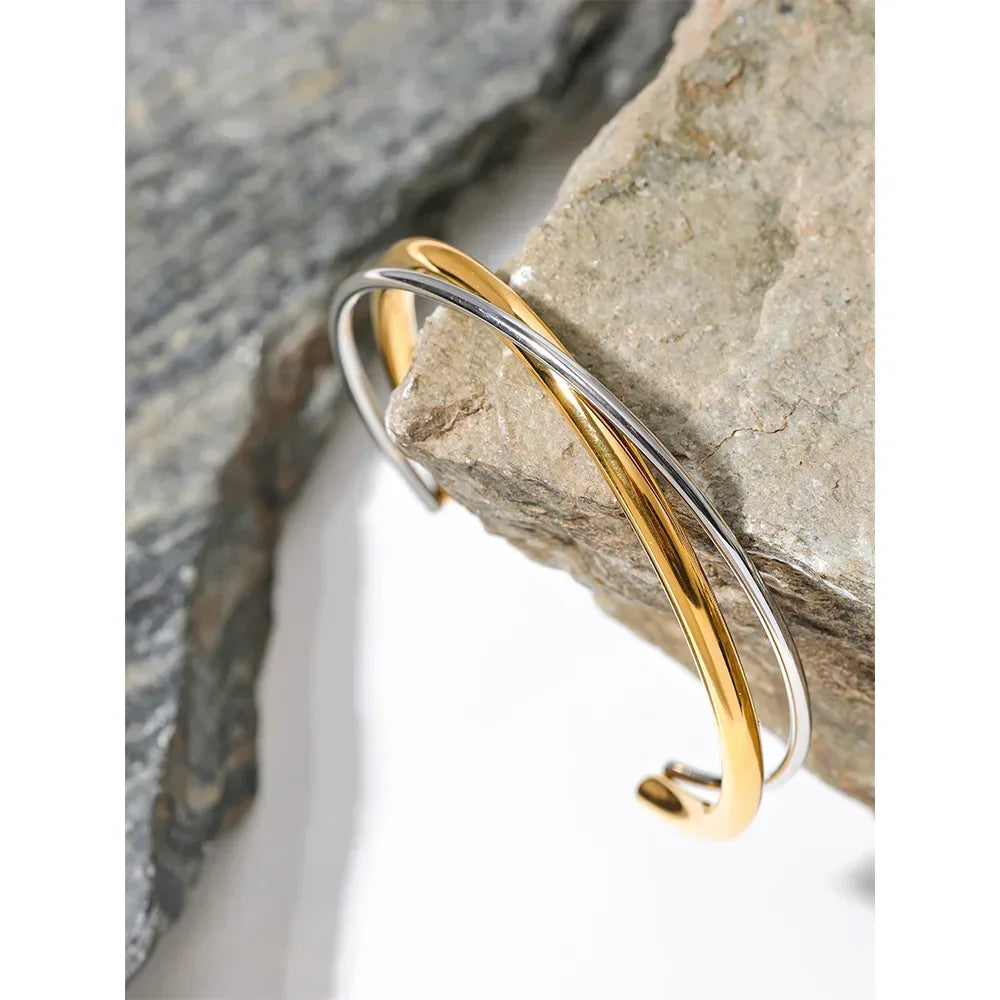 Golden Symmetry Double Color Cuff - TM & Co. Jewels
