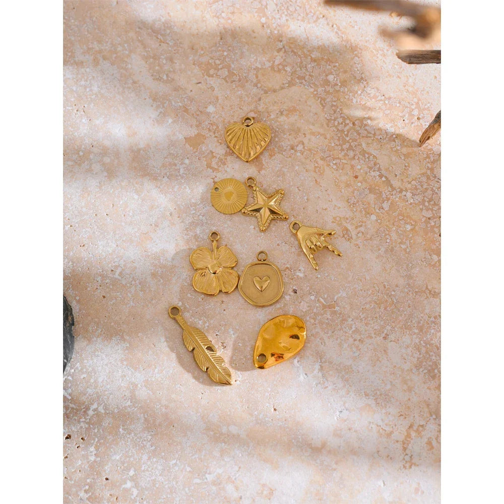 Metal Leaf Flower Star Palm Golden Drop Handmade DIY Stainless Steel Casting Jewelry Accessories