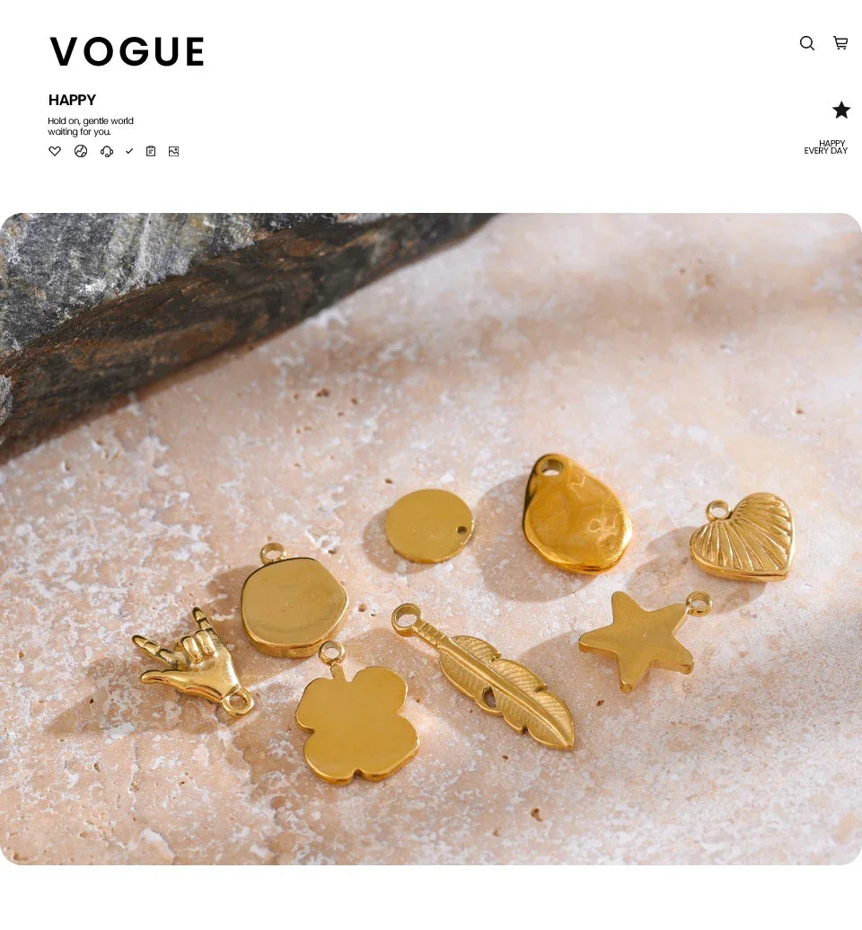 Metal Leaf Flower Star Palm Golden Drop Handmade DIY Stainless Steel Casting Jewelry Accessories