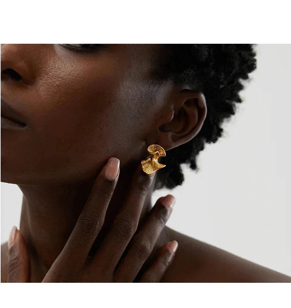 Golden Aura Wave Studs - TM & Co. Jewels