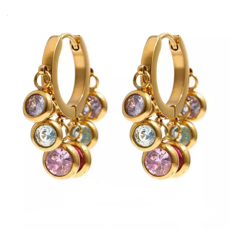 Colorful Cubic Zirconia Hoop Earrings - TM & Co. Jewels