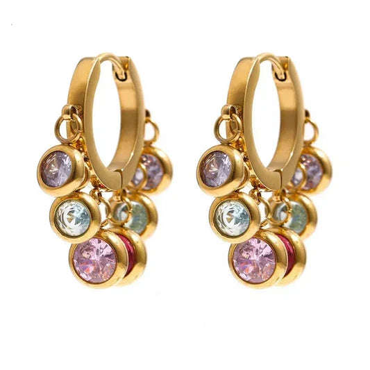Colorful Cubic Zirconia Hoop Earrings - TM & Co. Jewels