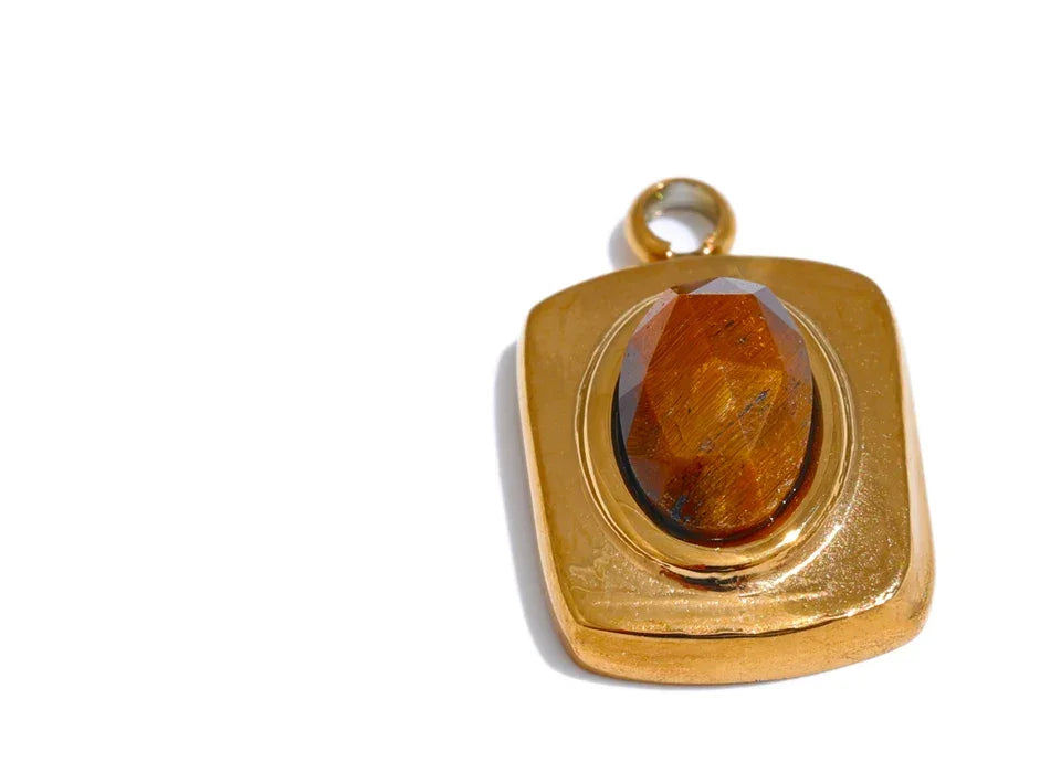 Exquisite Stainless Steel Natural Stone Square Round Oval Pendants for Necklace Bracelet Earrings DIY Accessories Making