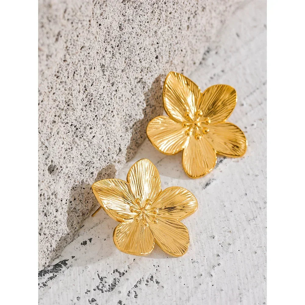 Golden Blossom Elegance Studs - TM & Co. Jewels