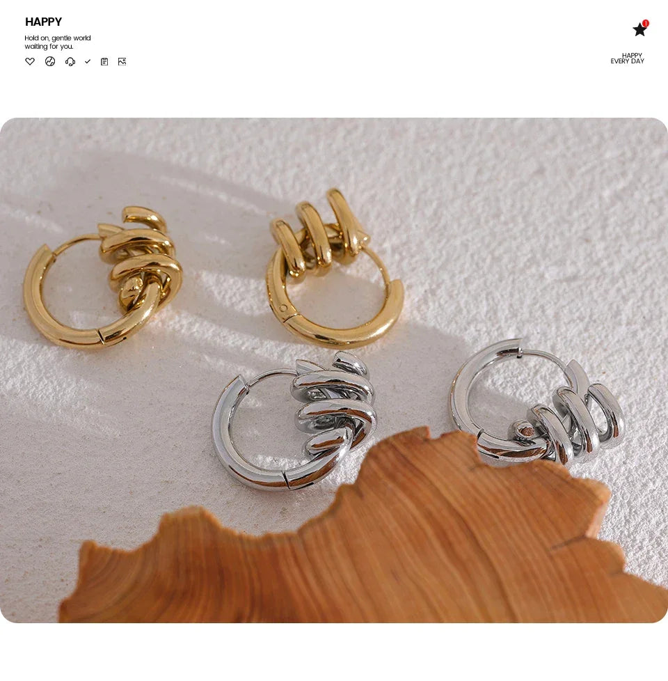 Twist Wave Gold Splash Earrings - TM & Co. Jewels