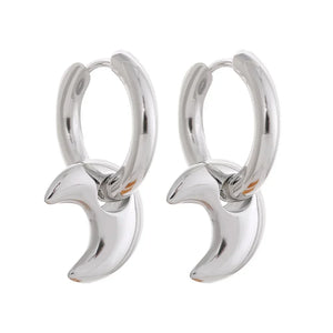 Astral Affection Hoops - TM & CO. JEWELS - Pair of gold hoop earrings on a white background.