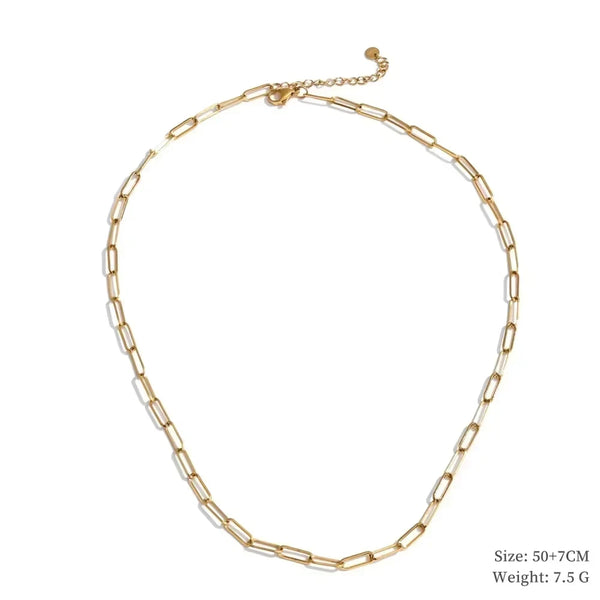 Gold chain necklace on a white background