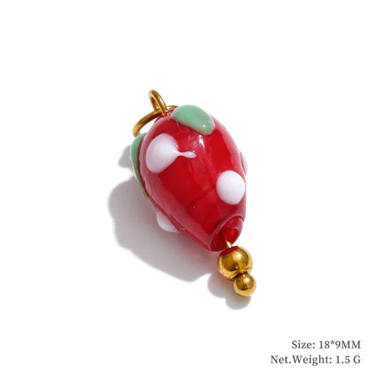Cute Enamel Enamel Star Flower Cherry Strawberry DIY Accessories Charm Pendants for Necklace Bracelet Earrings Making