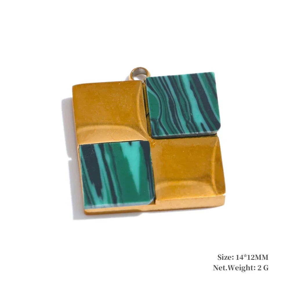 Exclusive Stainless Steel Natural Stone Round Square Water Drop DIY Handmade Accessories Waterproof Jewelry 18k PVD Plated