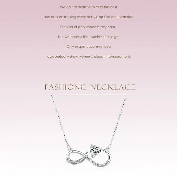 Necklace with infinity design on a pink background-Glowing Heart Charm Necklace - TM & CO. JEWELS 