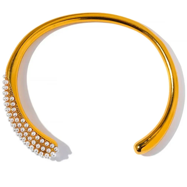 Geometric Grace Pearl Cuff - TM & Co. Jewels
