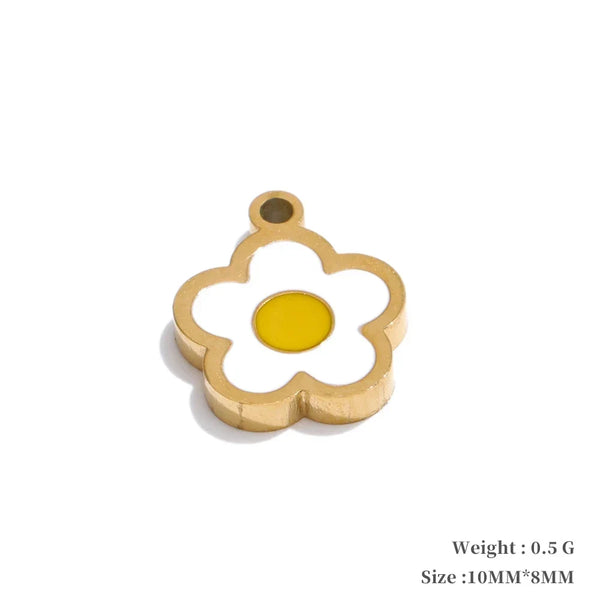 Flower-shaped pendant with a yellow center on a white background
