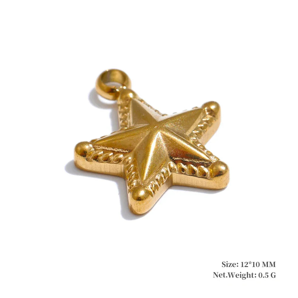 Metal Leaf Flower Star Palm Golden Drop Handmade DIY Stainless Steel Casting Jewelry Accessories