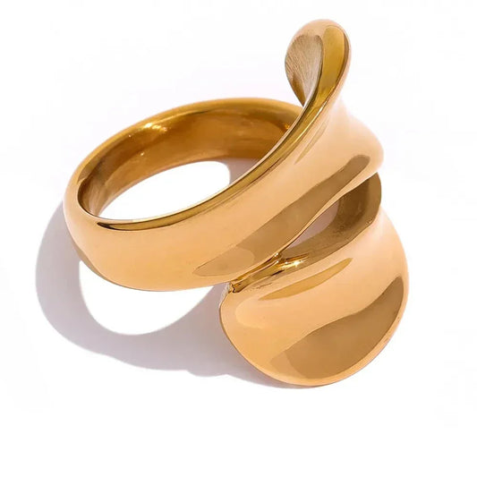 Golden Horizon Stainless Steel Statement Ring - TM & Co. Jewels
