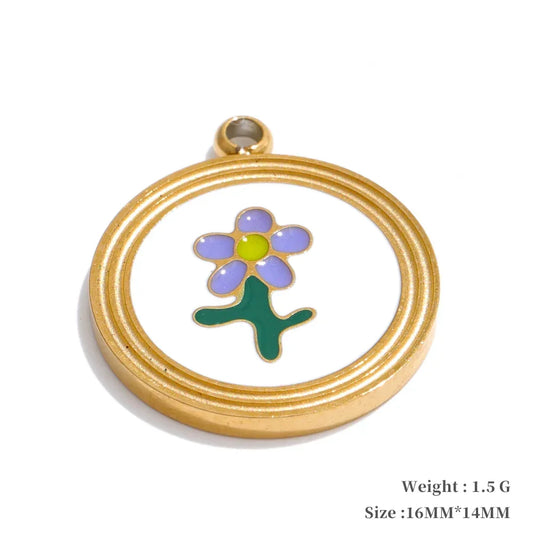 Fashion Enamel Lemon Strawberry Heart Flower Gift DIY Accessories Making Necklace Bracelet Earring Stainless Steel Jewelry