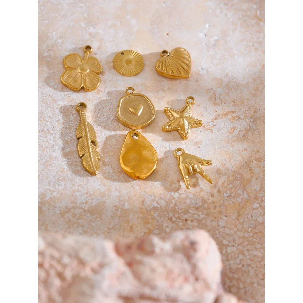 Metal Leaf Flower Star Palm Golden Drop Handmade DIY Stainless Steel Casting Jewelry Accessories