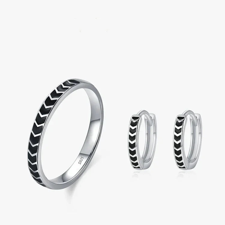 Edgy Enamel Silver Set - TM & Co. Jewels