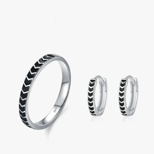 Edgy Enamel Silver Set - TM & Co. Jewels